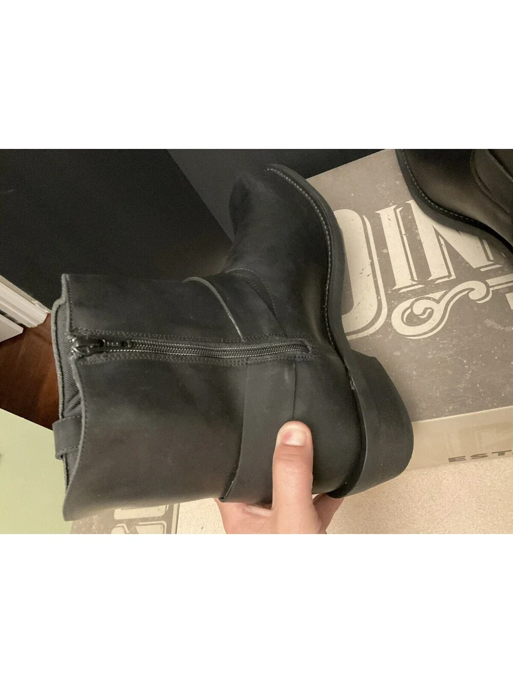 NEW! MENS DINGO REV UP ZIPPER MOTORCYCLE SQUARE TOE LEATHER BOOTS. SIZE 15D.